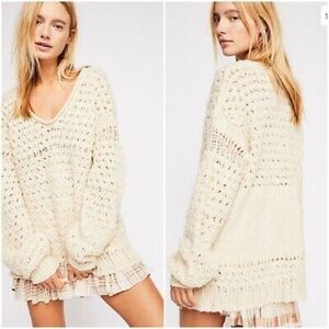 Free People | Crashing Waves Pullover Chunky Knit Wool Blend Sweater Size XS